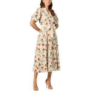 NEW SHOSHANNA willow dress in light khaki /terracotta green